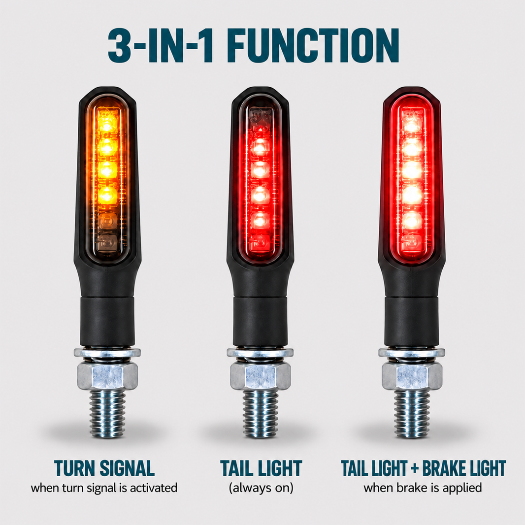 3 in 1 Blinker mit Rück- & Bremslicht (E-Nummer)