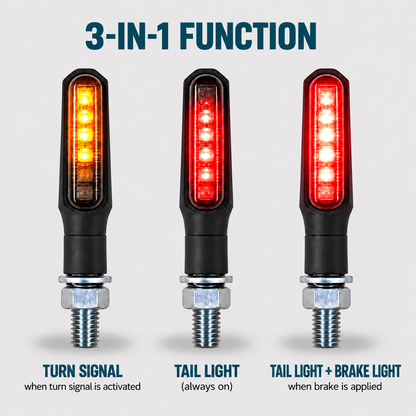 3-in-1 Turn Signals with Tail and Brake Light (E-Marked)