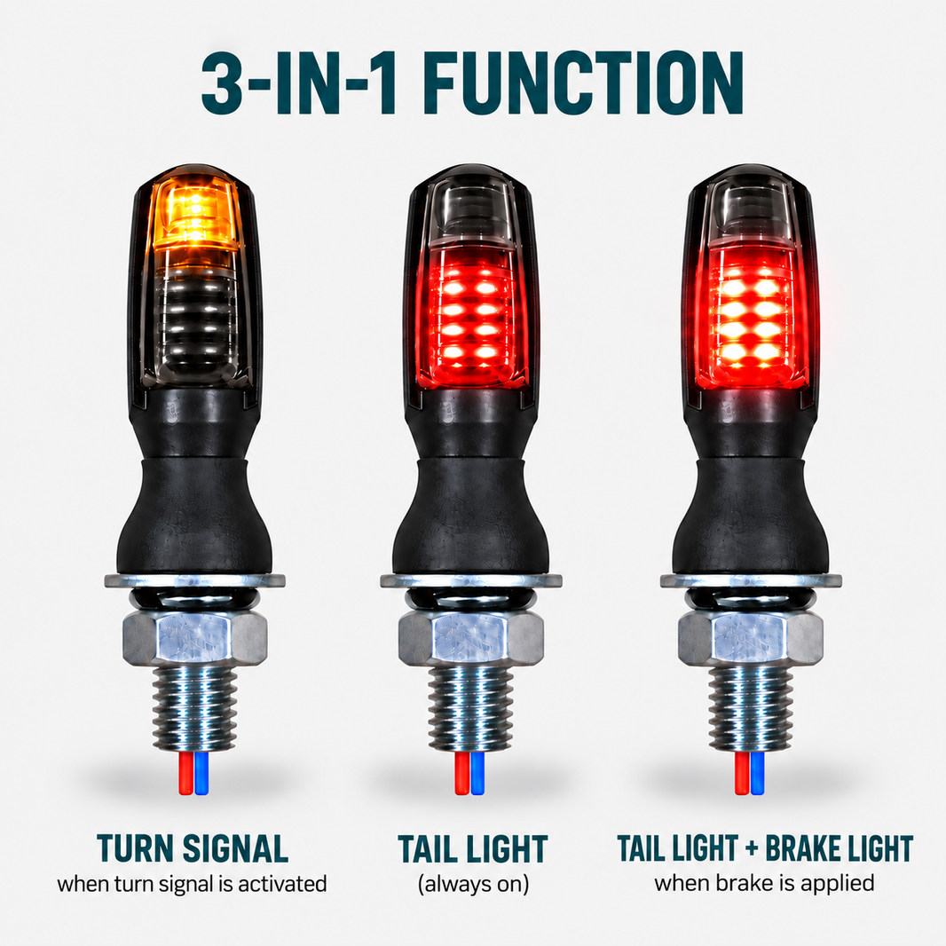 3 in 1 Blinker mit Rück- & Bremslicht (E-Nummer)